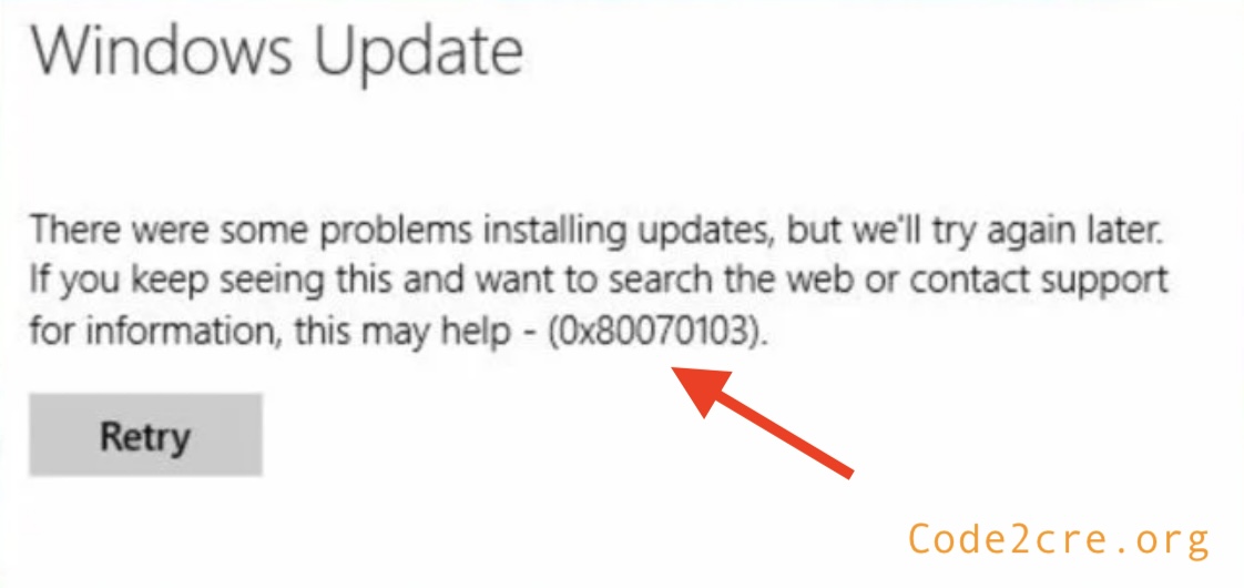 Windows Update Error Code - 0x80070103